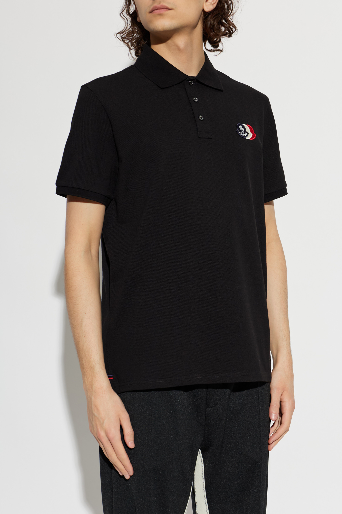 Black Polo with logo patch Moncler - Vitkac AS